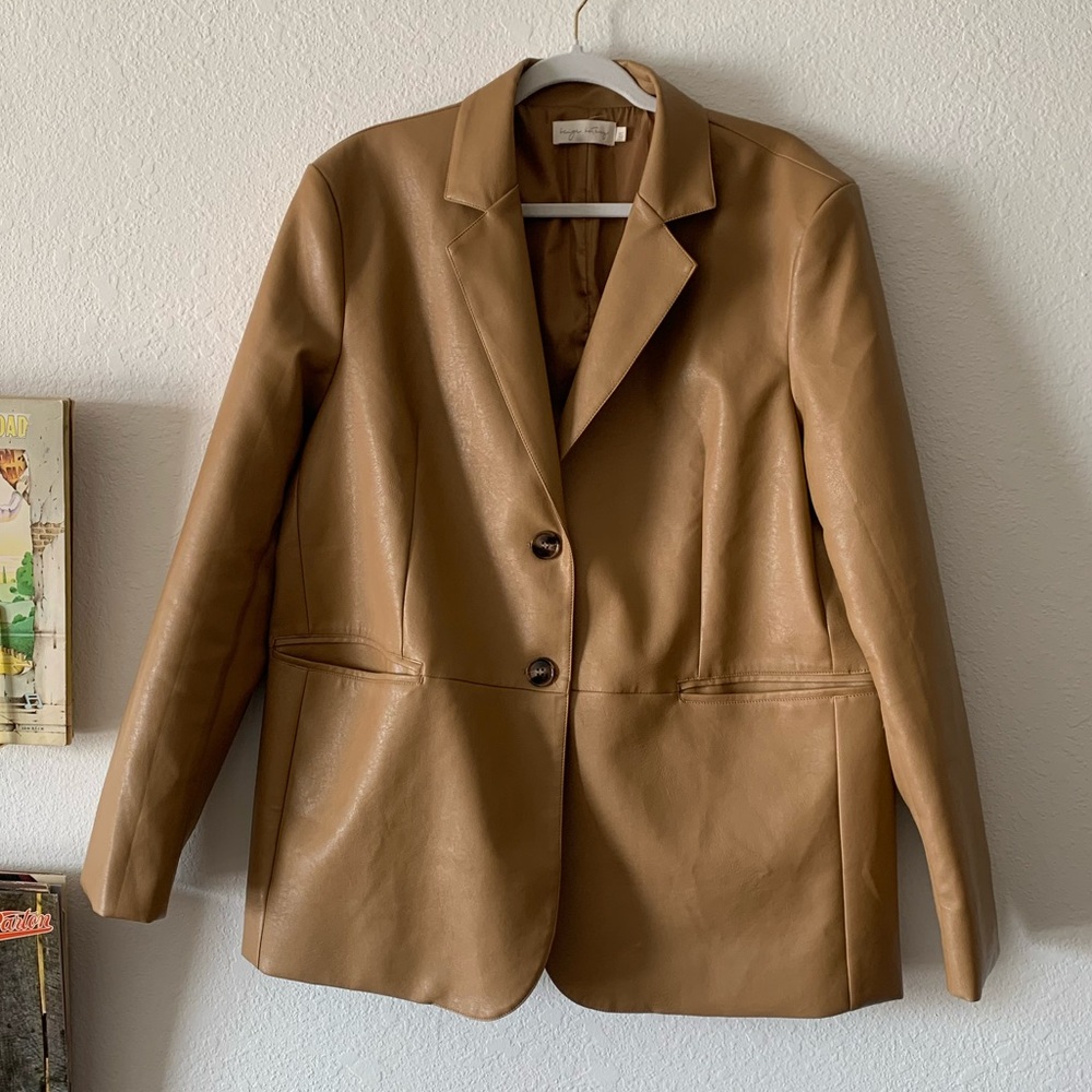 Tan faux leather blazer